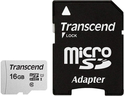 TRANSCEND 300S 16GB MICRO SD UHS-I U1 CLASS 10 READ 95 MB/S WRITE 45MB/S WITH SD ADAPTOR