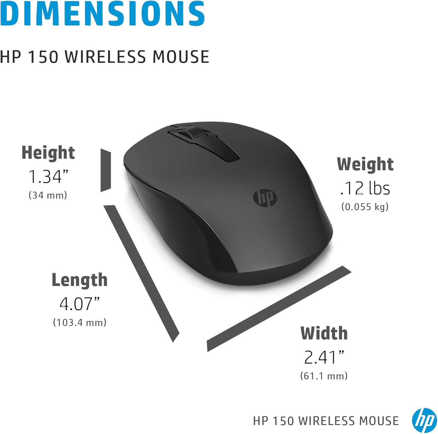 HP 150 Wireless Black Mouse for Effortless Navigation, featuring ergonomic design and advanced optical sensor for comfort.