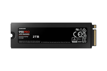 SAMSUNG MZ-V9P2T0CW 990 PRO 2 TB NVMe SSD W/Heatsink - Read Speed up to 7450 MB/s; Write Speed to up 6900 MB/s; Random Read up t
