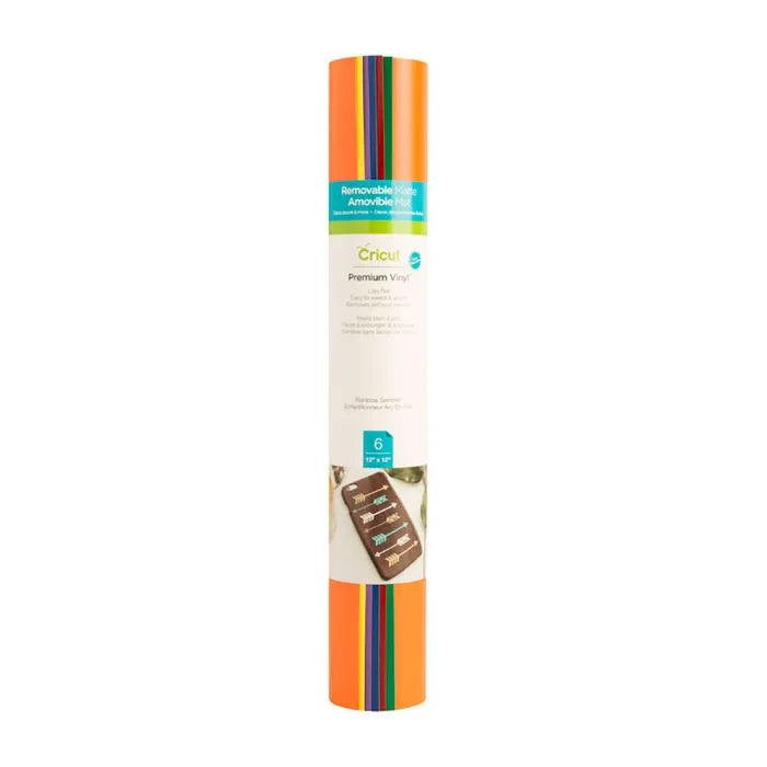 2004315 - Cricut Premium Vinyl Removable Rainbow Sampler 30x30cm (6 Sheets)