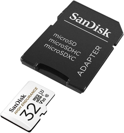 SanDisk 32GB High Endurance microSDHC Memory Card UHS-I U3 V30 C10 (2-Pack) – Ideal for Dashcams with adapter