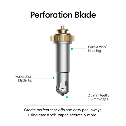 2006706 - Cricut Maker Perforation Blade Tip; Basic Perforation Blade; 2.5 mm teeth / 0.5 mm gap.