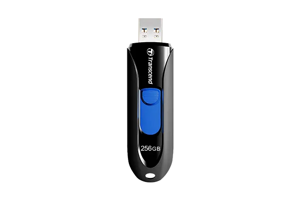 TRANSCEND 256GB JF790 USB3.1 GEN 1 CAPLESS FLASH DRIVE - BLACK AND BLUE
