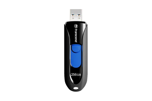 TRANSCEND 256GB JF790 USB3.1 GEN 1 CAPLESS FLASH DRIVE - BLACK AND BLUE