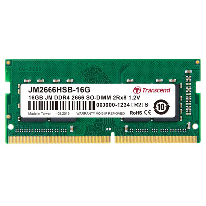 TRANSCEND 16GB JET MEMORY DDR4 2666MHZ NOTEBOOK SO-DIMM 2RX8 1GX8 CL19