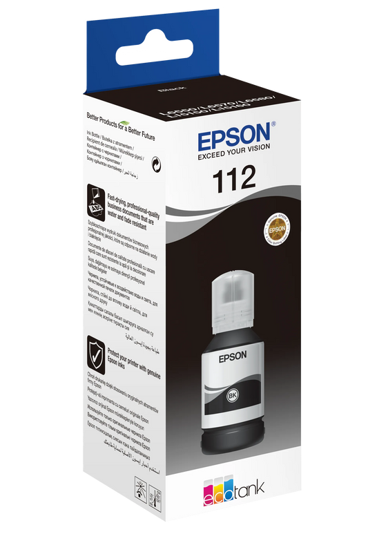 Epson 112 EcoTank Pigment Black ink bottle (127 ml) 7500 pages @ 5% coverage