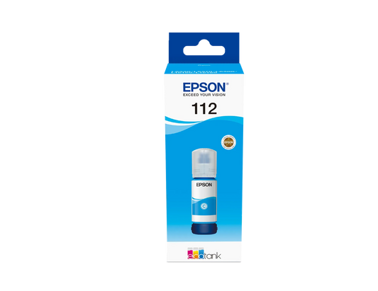 Epson 112 EcoTank Pigment Cyan ink bottle (70 ml).  6000 pages @ 5% coverage