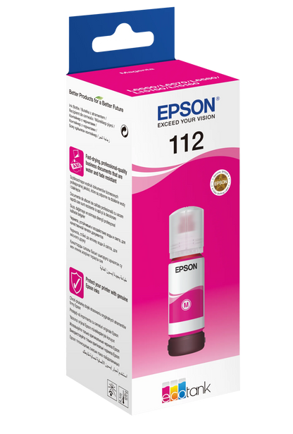 Epson 112 EcoTank Pigment Magenta ink bottle (70 ml). 6000 pages @ 5% coverage