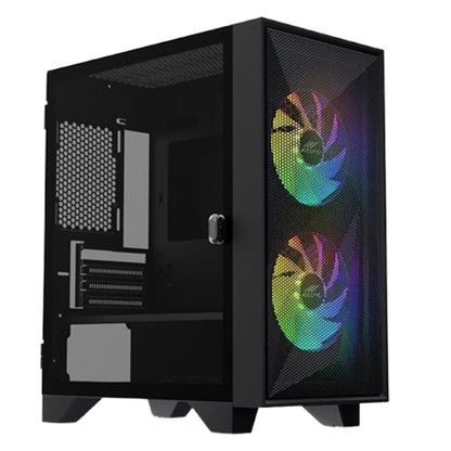 OCPC Mid-Tower Case - Stylish Black Steel and Tempered Glass Design, OCCASAATXBK - No PSU Included, perfect for gamers.