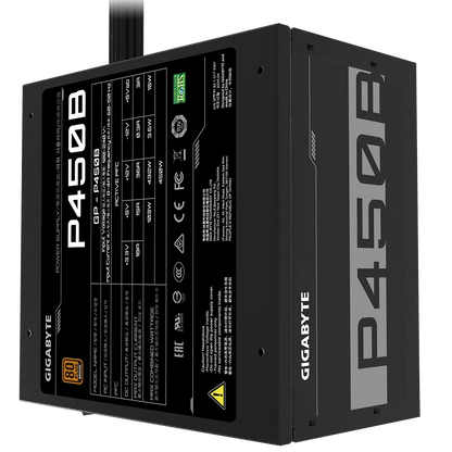 Gigabyte PSU P450B Bronze Certified 450W - 3 Year Warranty; 24/20-pin x 1; CPU 4+4-pin x 1; PCI-E 6+2-pin x 2; SATA x 6; Peri x3