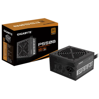 Gigabyte PSU P550B Bronze Certified 550W - 3 Year Warranty; 24/20-pin x 1; CPU 4+4-pin x 1; PCI-E 6+2-pin x 2; SATA x 6; Peri x3