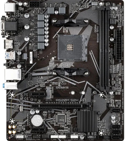GIGABYTE Motherboard AMD A520M-S2H  for 3rd/4th/5th Generation AMD Ryzen™ processors; 2x Dual DDR4; 1x M2; HDMI; DVI; VGA.