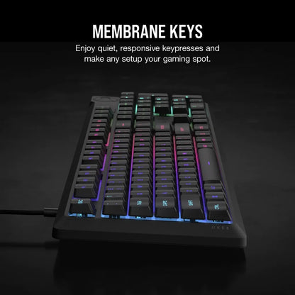 Corsair K55 Core Gaming Keyboard; Backlit Zoned RGB LED; Rubberdome