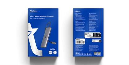 Netac WF14 Type-C Hub with USB 3.0 x3, HDMI, SD/microSD 2.0 – 5-in-1 Adapter, Gray (NT08WF14-30GR) retail box