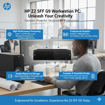 HP Z2 SFF G9 Workstation PC Core i7-14700 16GB 1TB NVIDIA T1000 8GB Win 11 Pro Desktop