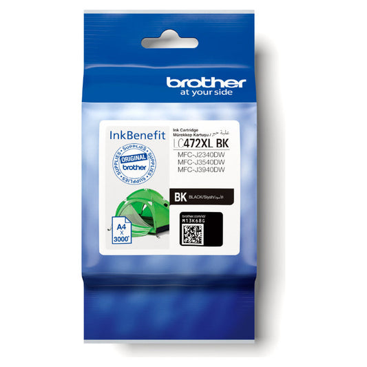 Brother LC472XLBK Black High-Yield Ink Cartridge – Approx. 3,000 Pages – product view