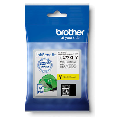 Brother LC472XLY Yellow High-Yield Ink Cartridge – Approx. 1,500 Pages – product view