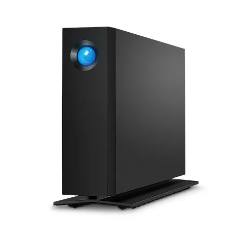 Seagate LaCie d2 Professional 4TB External Hard Drive – USB-C, USB 3.2, Desktop HDD for Mac on a black desk stand