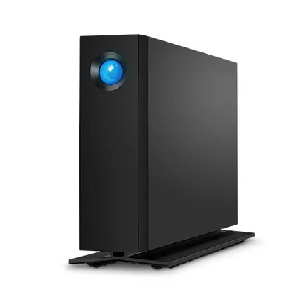 Seagate LaCie d2 Professional 4TB External Hard Drive – USB-C, USB 3.2, Desktop HDD for Mac on a black desk stand