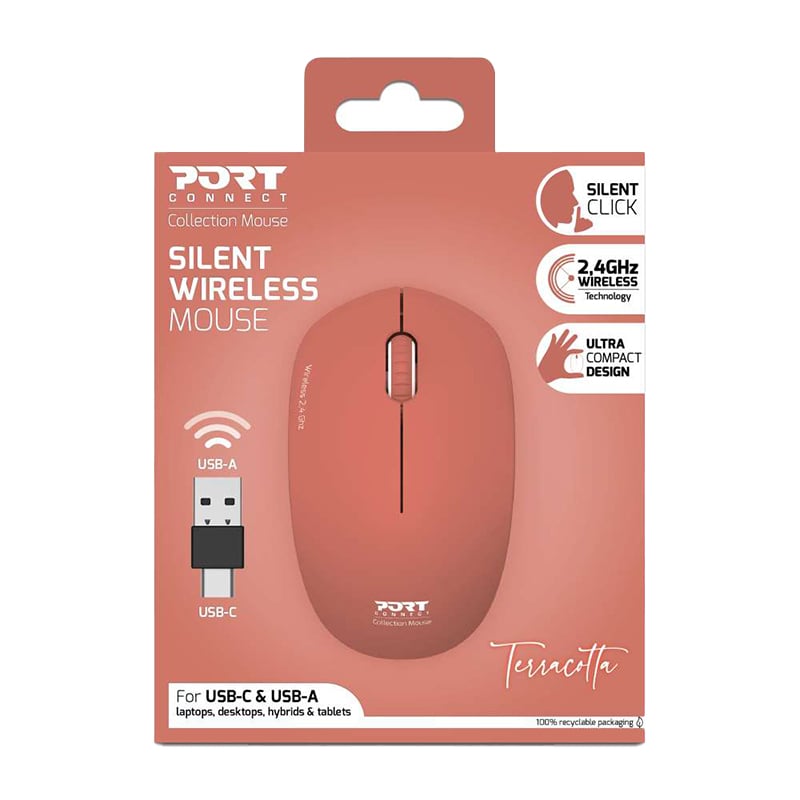 Port 2.4GHz Collection II Terracota Wireless Mouse