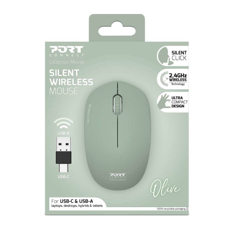 Port 2.4GHz Collection II Vert Olive Wireless Mouse