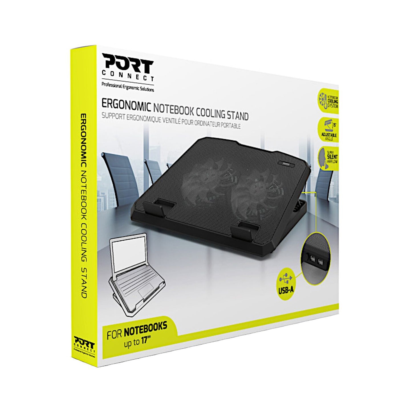 Port 2 Fan Cooler Notebook Stand