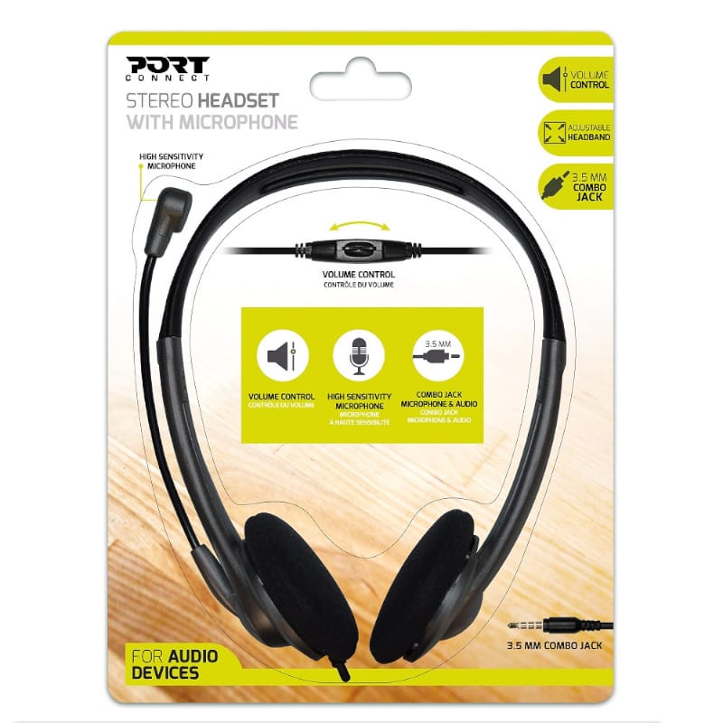 Port Black Stereo Combo-Jack Headset