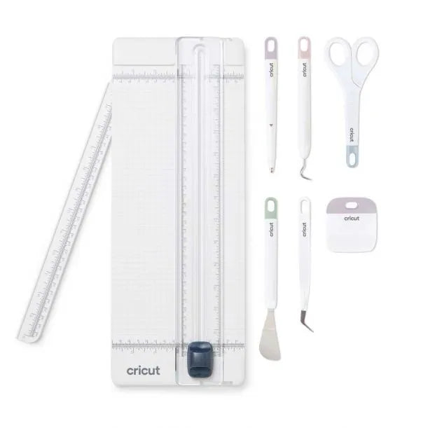 2008760 - Cricut 13 Inch Essential Tool Set. trimmer; scroing stylus; spatula; weeder; scraper; scissors; tweezers