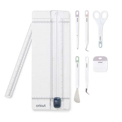 2008760 - Cricut 13 Inch Essential Tool Set. trimmer; scroing stylus; spatula; weeder; scraper; scissors; tweezers
