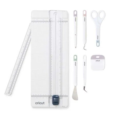 2008760 - Cricut 13 Inch Essential Tool Set. trimmer; scroing stylus; spatula; weeder; scraper; scissors; tweezers