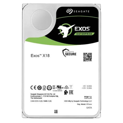 Seagate Exos X18 12TB Enterprise HDD – 3.5", 7200 RPM, SATA 6Gb/s, Bulk Version, ST12000NM004J front label