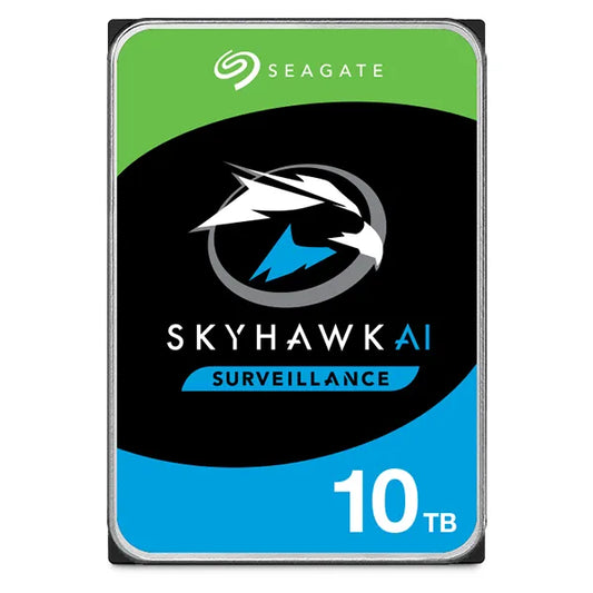 Seagate 10TB SkyHawk AI 7200RPM SATA III 3.5" Internal Surveillance Hard Drive – AI-Optimized, 24/7 Use