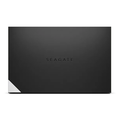 Seagate One Touch 8TB Desktop External Hard Drive with USB-C Hub in a sleek black Seagate box.