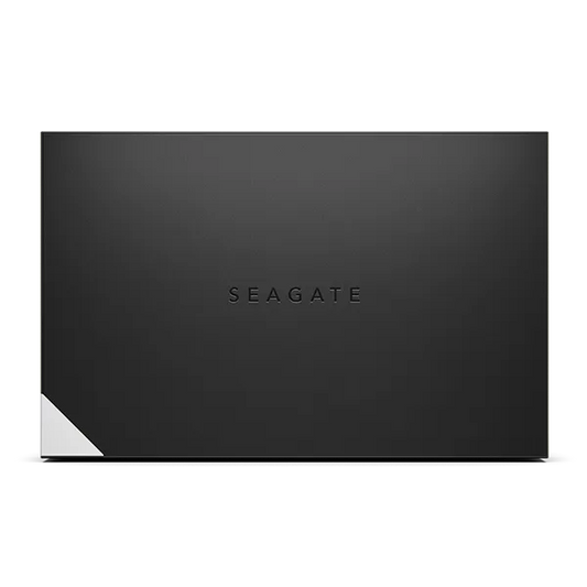 Seagate One Touch 8TB Desktop External Hard Drive with USB-C Hub in a sleek black Seagate box.