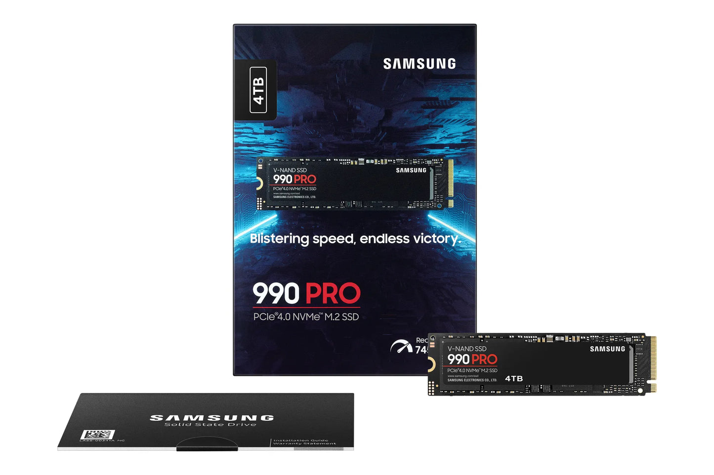 SAMSUNG MZ-V9P4T0BW 990 PRO 4 TB NVMe SSD - Read Speed up to 7450 MB/s; Write Speed to up 6900 MB/s; Random Read up to 1400000 I
