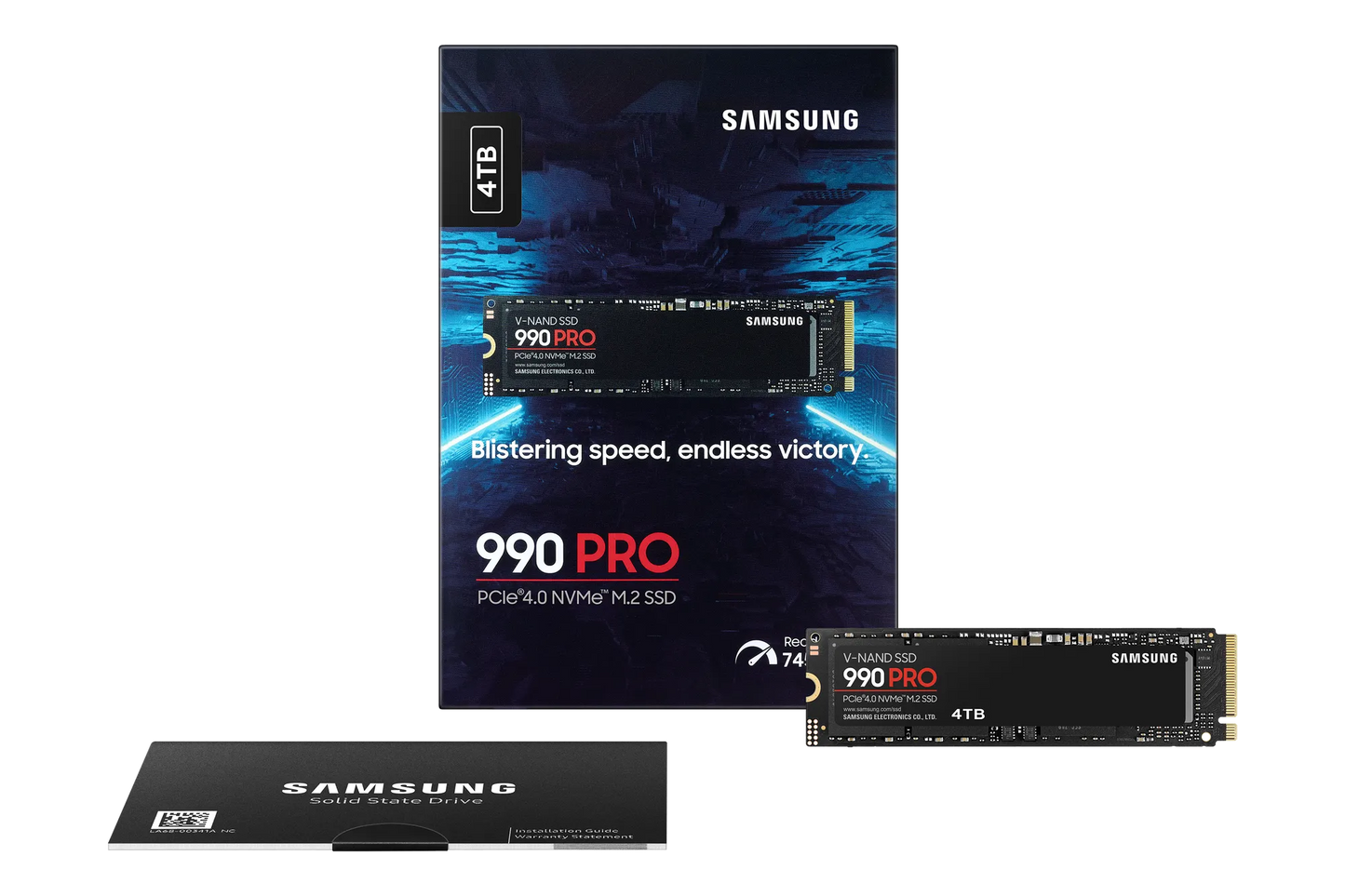 SAMSUNG MZ-V9P4T0BW 990 PRO 4 TB NVMe SSD - Read Speed up to 7450 MB/s; Write Speed to up 6900 MB/s; Random Read up to 1400000 I