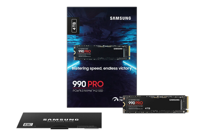 SAMSUNG MZ-V9P4T0BW 990 PRO 4 TB NVMe SSD - Read Speed up to 7450 MB/s; Write Speed to up 6900 MB/s; Random Read up to 1400000 I