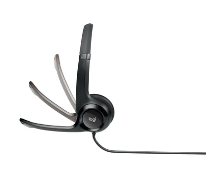981-000406 - Logitech Headset H390 Black USB Stereo Internet headset adjustable headband Noise cancelling rotating microphone