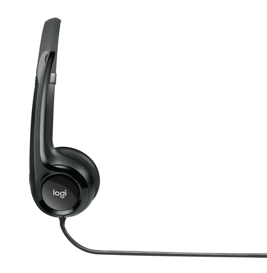 981-000406 - Logitech Headset H390 Black USB Stereo Internet headset adjustable headband Noise cancelling rotating microphone