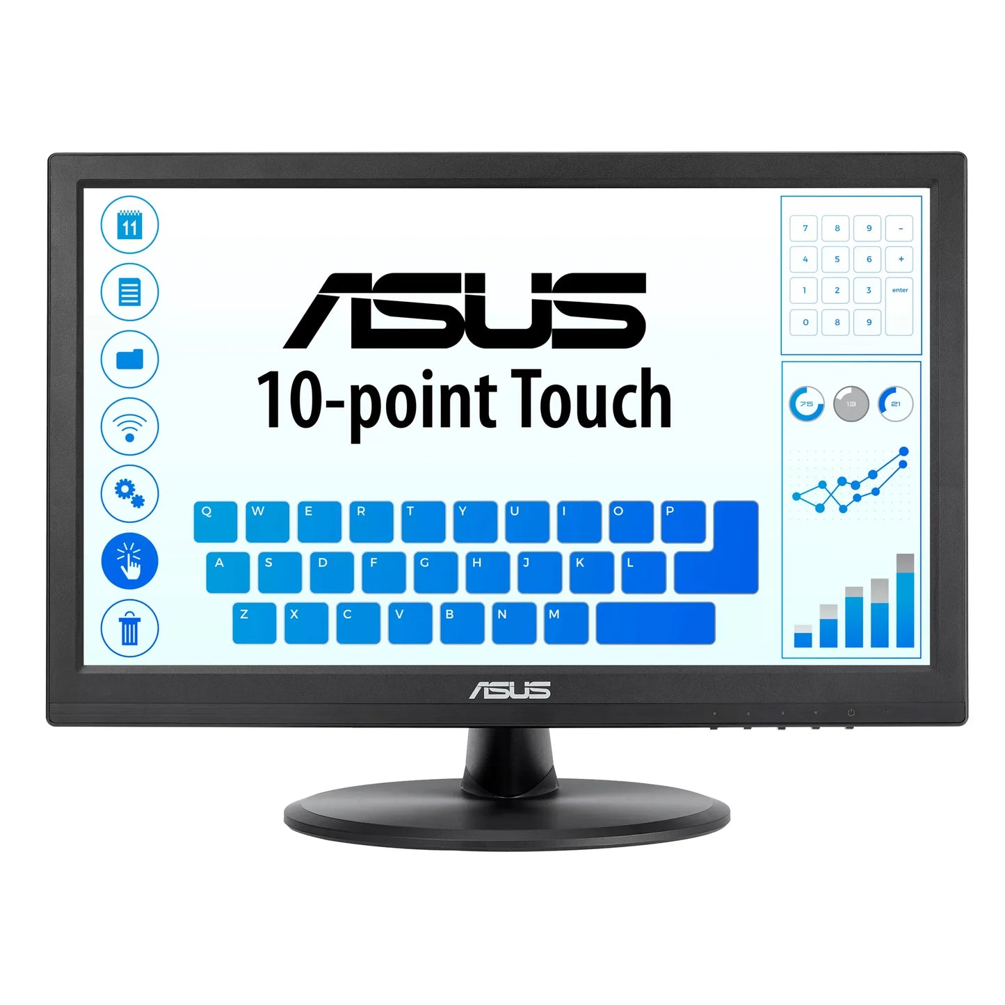 ASUS VT168HR Touch Monitor - 15.6'' (1366x768); 10-point Touch; HDMI; Flicker free; Low Blue Light for eye comfort.