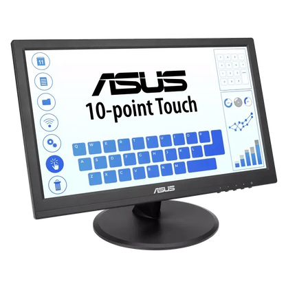 ASUS VT168HR Touch Monitor - 15.6'' (1366x768) features 10-point touch, HDMI, and eye care technology for comfort.