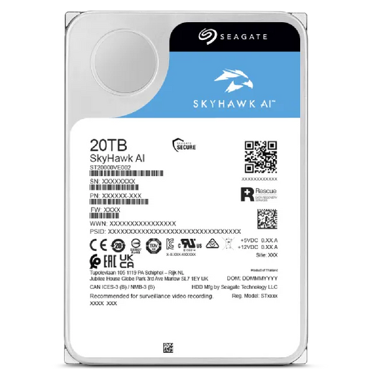 Seagate Skyhawk AI ST16000VE004 16TB 3.5'' HDD Surveillance Drives; SATA 6GB/s Interface; 256MB Cache; RPM: 7200;512e; 5 Year li
