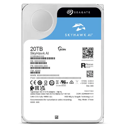 Seagate Skyhawk AI ST20000VE003 20TB 3.5'' HDD Surveillance Drives; SATA 6GB/s Interface; 512MB Cache; RPM: 7200; 512e; 5 Year l