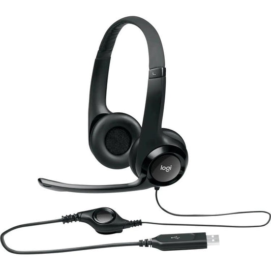Logitech H390 USB-A computer headset 981-000406 front view