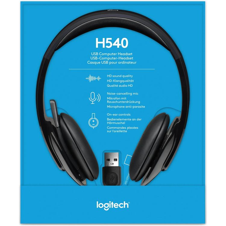 Logitech H540 USB computer headset 981-000480 front view
