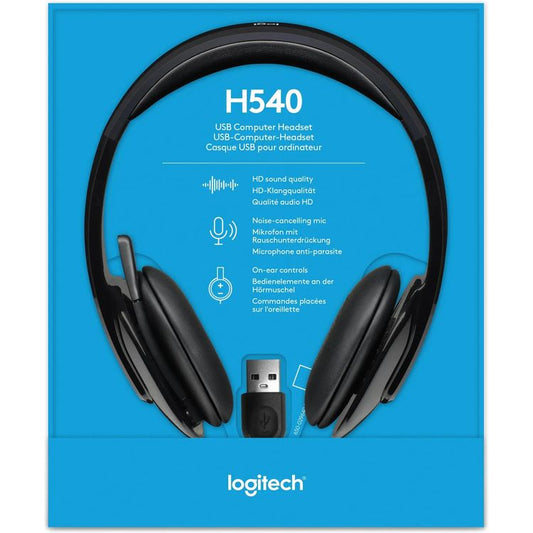 Logitech H540 USB computer headset 981-000480 front view