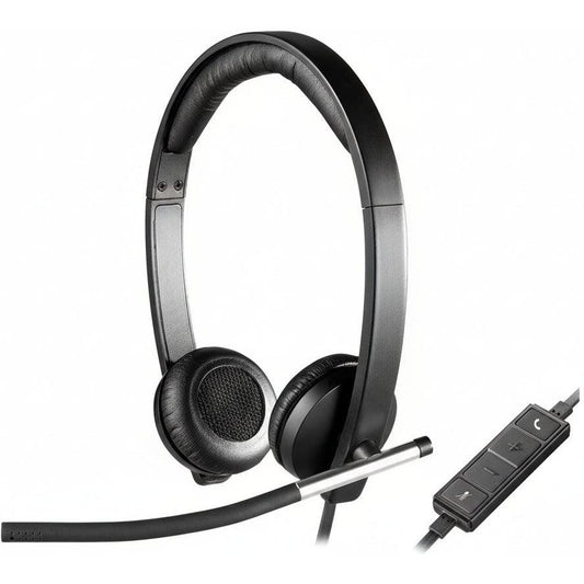 Logitech H650E stereo wired office headset front view