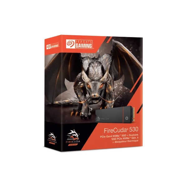 Seagate FireCuda 530 Heatsink, 2TB SSD, M.2 2280 PCIe 4.0 NVMe, Read/Write: 7,300 / 6,900 MB/s