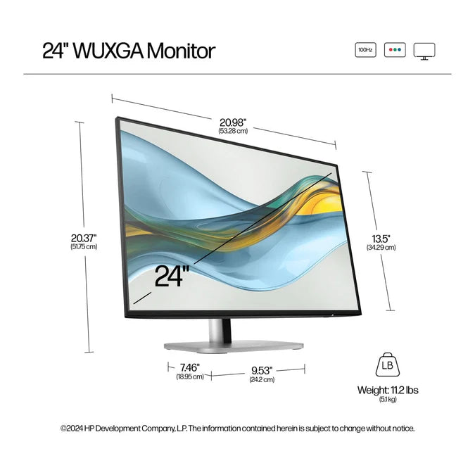 Dual-monitor setup showing two HP Series 5 Pro 24-inch WUXGA displays side by side.

