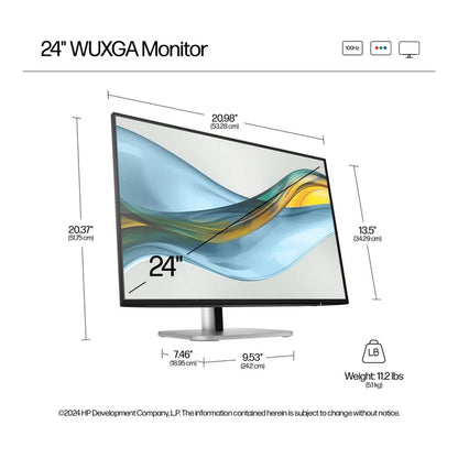 Dual-monitor setup showing two HP Series 5 Pro 24-inch WUXGA displays side by side.

